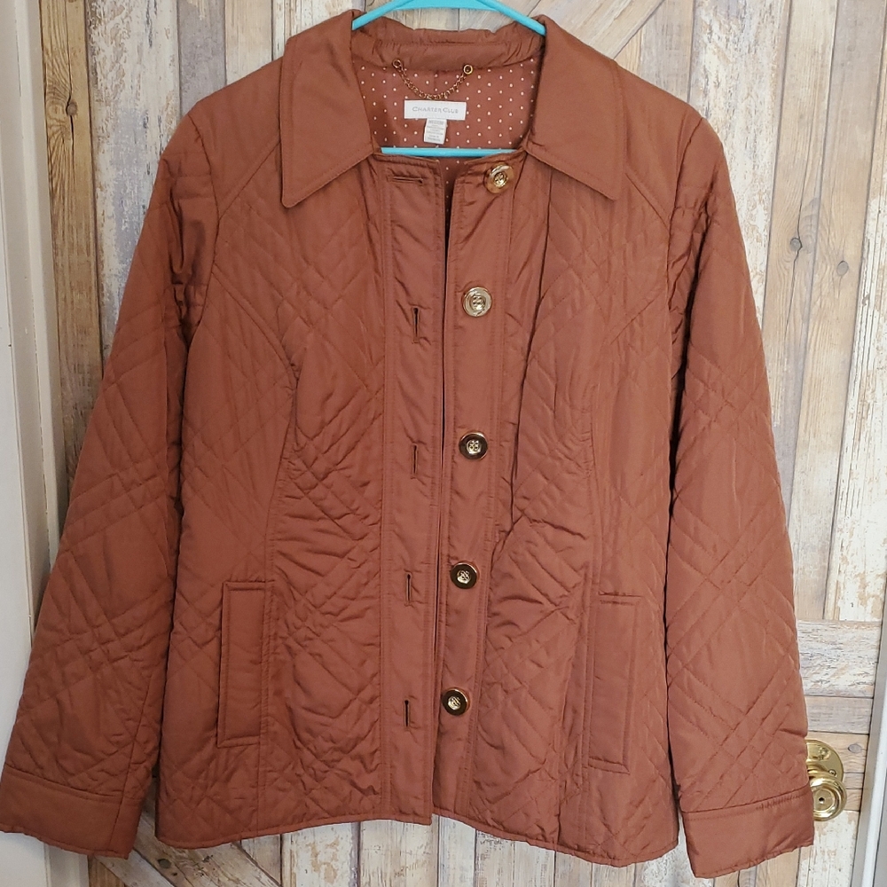 Charter Club Quilted Tan light weight Jacket. size Medium, new with tags.